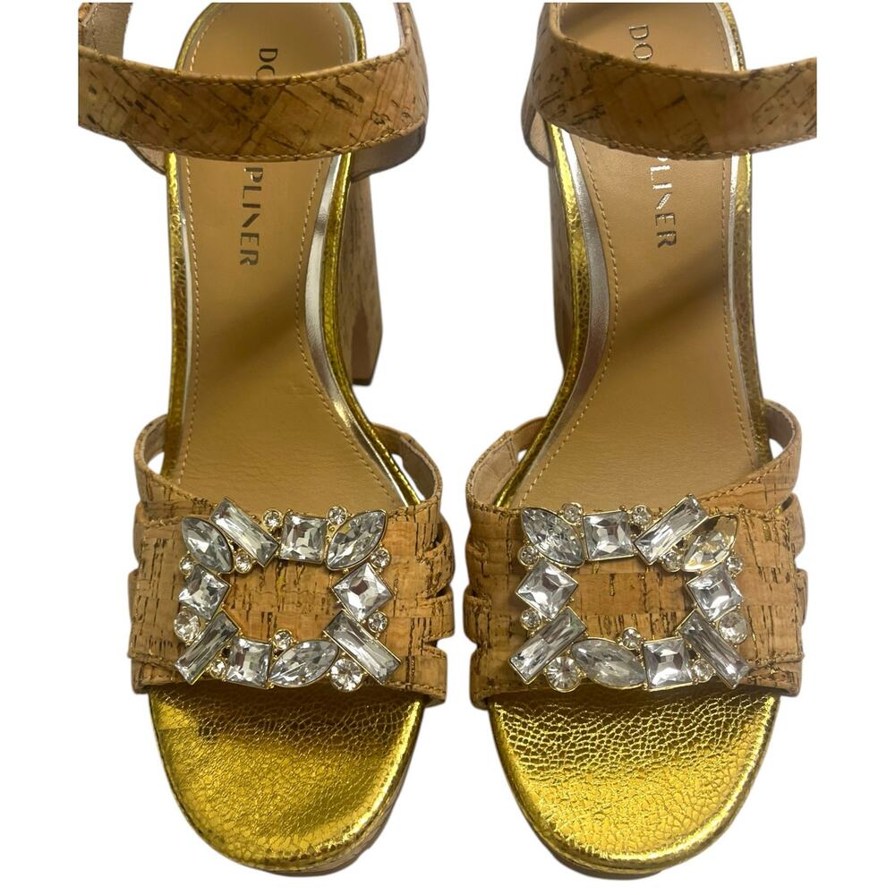 Donald Pliner Galatea Cork Platform Heels Jewels Gold | Sz 7.5 *Flaw* $258 - Picture 4 of 14